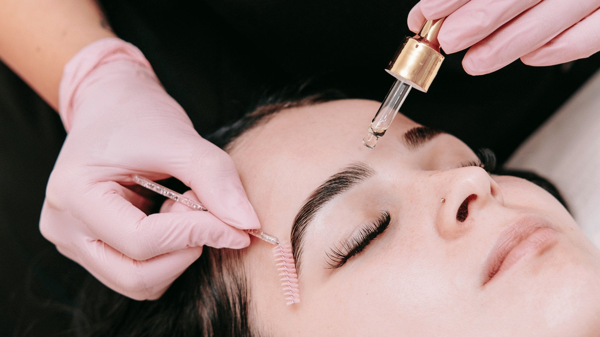 Brow lamination aftercare – hydrating growth oil, setting gels & styling tools for long-lasting results.