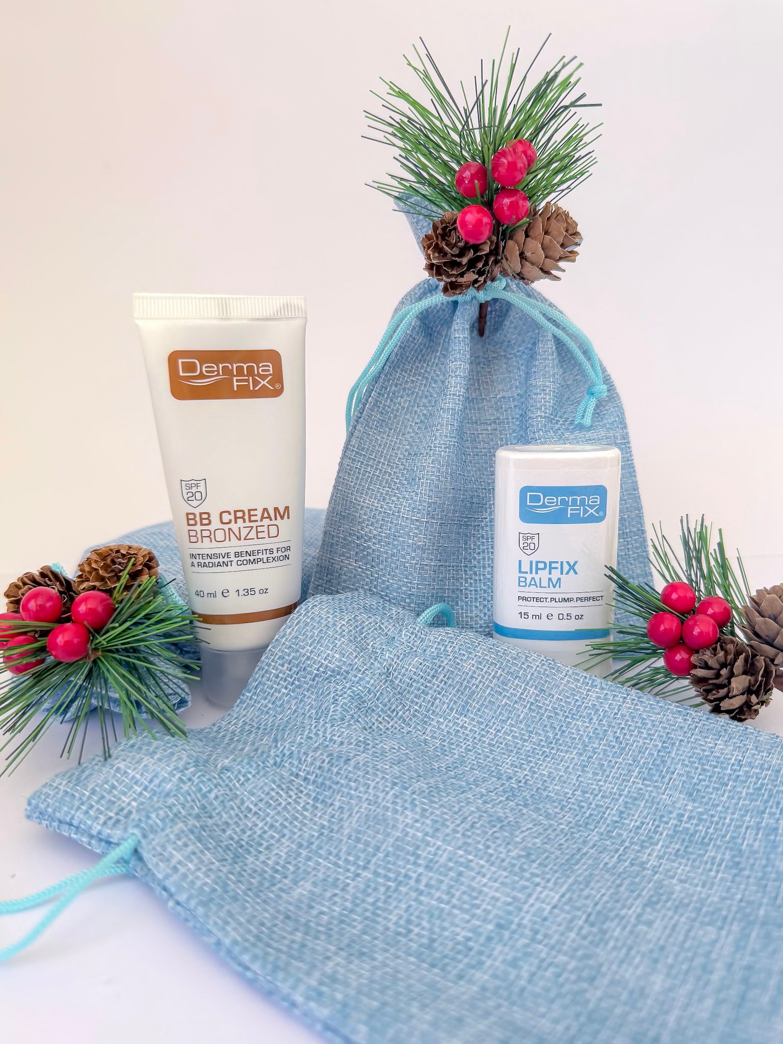 DermaFix Glow & Go Duo with BB Cream Bronzed and LipFix Balm in a festive pouch — TGS Beauty & Skin Perth.