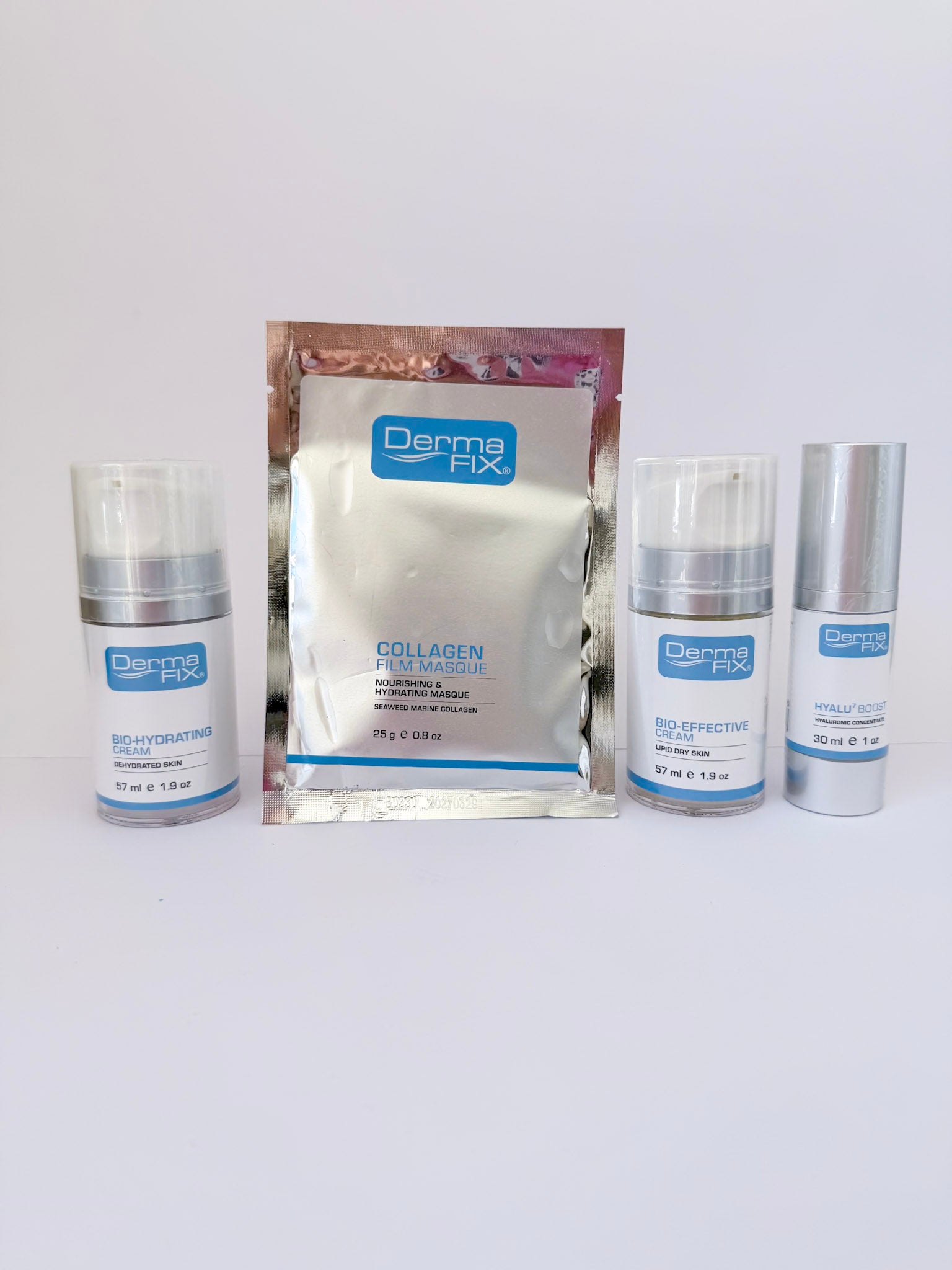 DermaFix Merry & Moisturised set with Hyalu⁷ Boost, Bio-Hydrating, Bio-Effective and Collagen Masque — curated by TGS Beauty & Skin Perth.