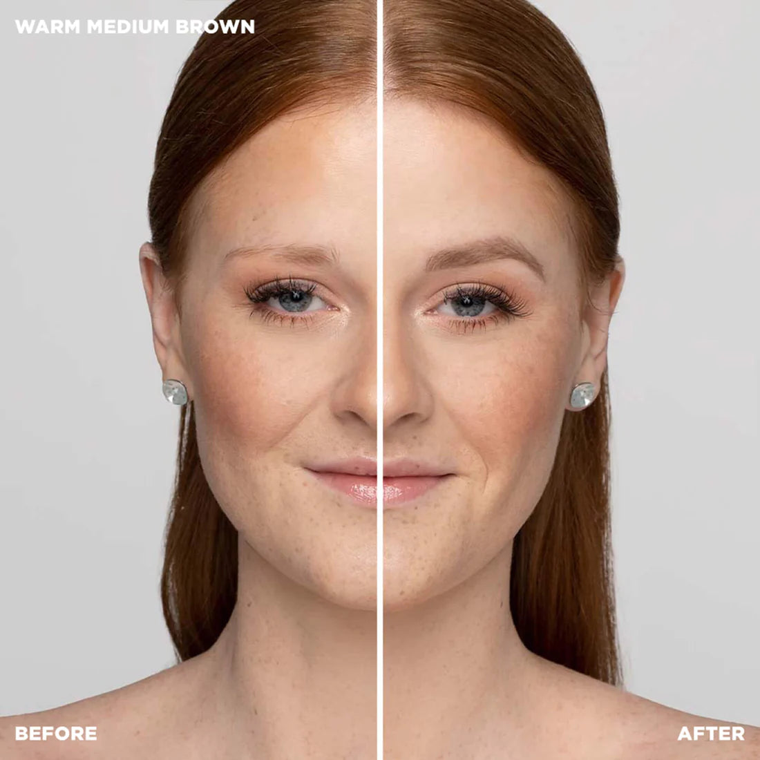 Before and after brow transformation on red hair using Brow Pencil.