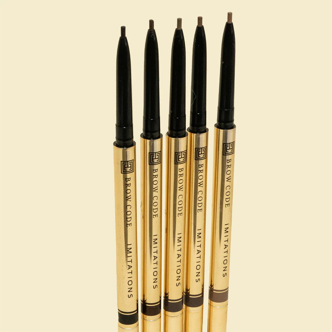 Close-up of Brow Pencil tips showcasing colour variety.