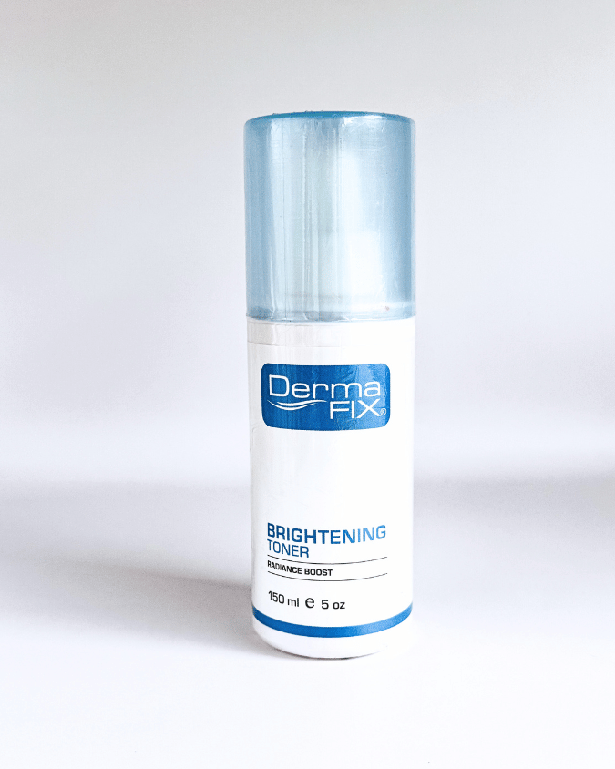 toner bottle on white countertop part of Dermafix Kit